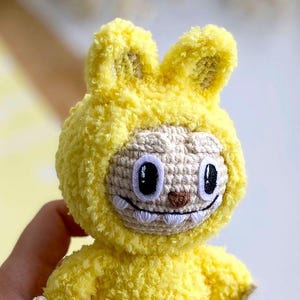 Smiling Little Labubu Crochet Plushie Pattern, Cute Spooky Monster Amigurumi Toy, DIY Stuffed Labubu Doll Home Decor, English PDF Tutorial