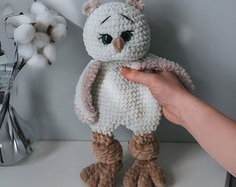 Schema all'uncinetto per gufo Willow Snuggler / Peluche Amigurumi in PDF / Consolatore fai da te a forma di gufo con tasca / Download immediato
