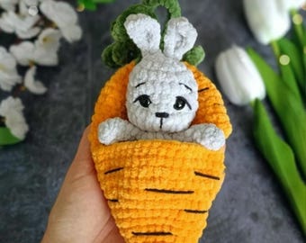 Bunny in Carrot Crochet Pattern • Amigurumi Bunny PDF Tutorial • Cute Bunny Sleeping Bag Pattern
