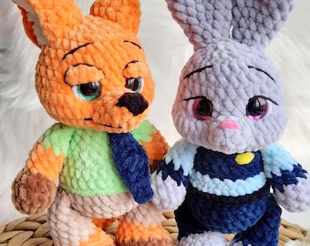 2 in 1 Nick and Judy crochet pattern. English Pattern, Amigurumi  Crochet Patterns ,Crochet Pattern, Plushie Pattern quick and easy pattern