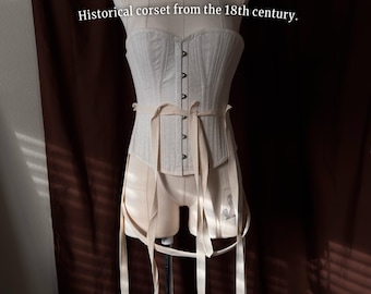 18th Century Historical Stays Corset | Custom Made Cotton Corset | Handmade Historical Underwear | Lace Up Back | Made to Measure