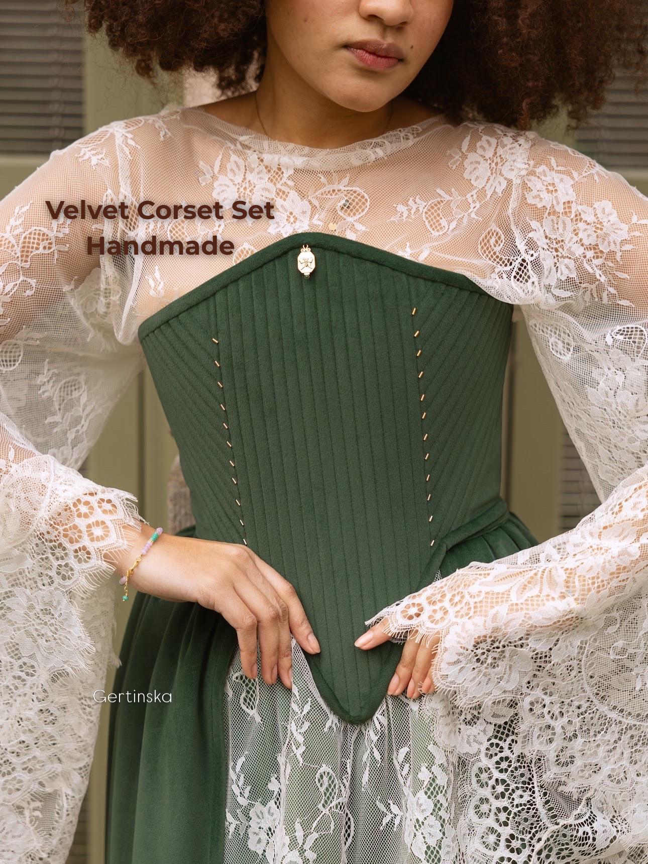 Green Velvet Corset Dress - Etsy