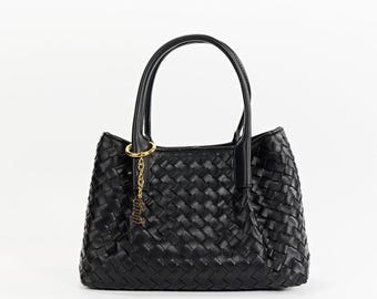 Estrella Woven Everyday Tote, Handwoven Soft Leather Shoulder & Crossbody Bag, Convertible Minimalist Purse Handmade Designer Bag