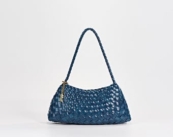Estrella Sling Hobo - Handwoven Shoulder Bag Vegan Leather Hobo Under Arm Tote Artisan Woven Bag for Work & Weekend