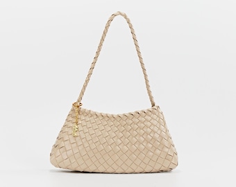 Estrella Sling Hobo - Handwoven Shoulder Bag Vegan Leather Hobo Under Arm Tote Artisan Woven Bag for Work & Weekend
