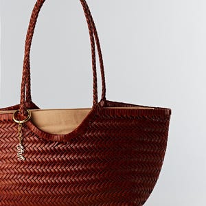 Solène Handwoven Genuine Leather Tote Bag, Large Artisan Woven Work Tote with Pouch, Leather Luxury Everyday Carryall