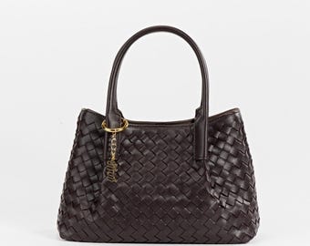 Estrella Woven Everyday Tote, Handwoven Soft Leather Shoulder & Crossbody Bag, Convertible Minimalist Purse Handmade Designer Bag