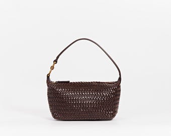 Solene Mini Shoulder Bag – Soft Leather Woven Shoulder Bag for Everyday Carry Minimalist Handbag