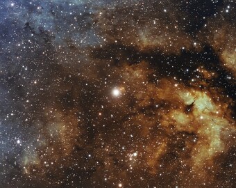 Fire & Ice - Gamma Cygni Nebula (SH2-108), deep sky astronomy metal print