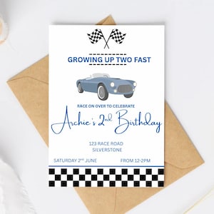 Two Fast Birthday Invitation: Car Theme, Editable Canva Invite (Digital Download)