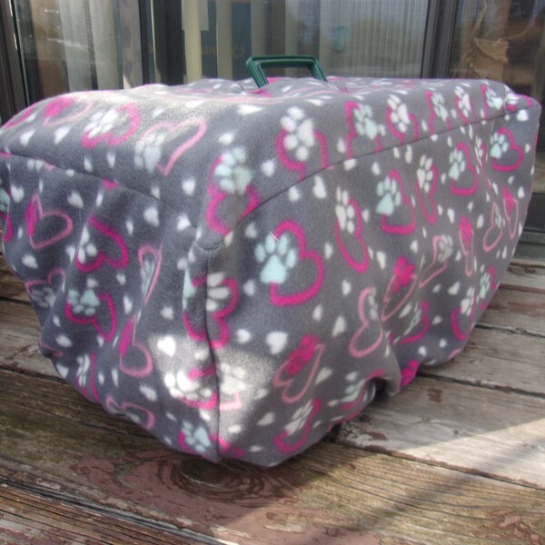 SALE**Pet carrier covers - Gray with paw prints and hearts