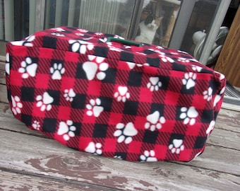 SALE**Pet carrier covers - red and black checkered with paw prints