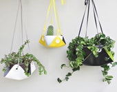 Modern Vinyl Hanging Planter in Bright Reversible Colors, Choose 2 Colors, Size and Length for Easy Decor Updates