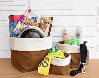 Set of 3 Waxed Canvas Soft Storage Cubes with Velvet Cuffs, Choose Your Colors for Home Decor Fabric Bins in 3 sizes