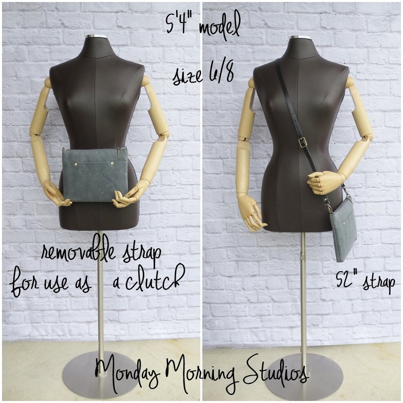 Avocado Green Waxed Canvas Crossbody Handbag, Choose Your Lining Color and Hardware Finish image 9