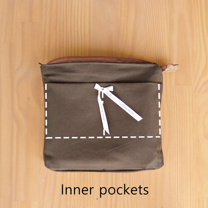 Handcrafted Crossbody Bag in Grey Waxed Canvas with Vintage Style Floral Lining and Custom Leather Strap image 9