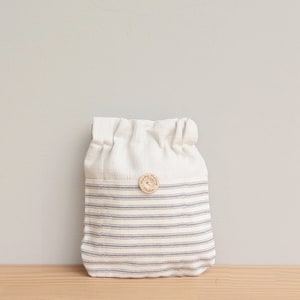 CLEARANCE - Small Convertible Pouch in Striped Ticking Fabric with Flex-Frame Closure