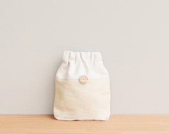 CLEARANCE - Tiny Convertible Pouch in Linen Fabric with Flex-Frame Closure