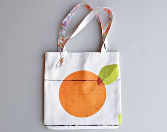 Knotted Handle Canvas Tote - Oranges and Limes