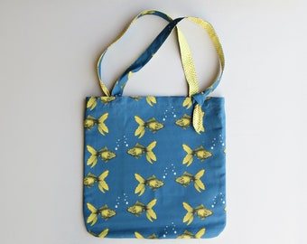 Knotted Handle Canvas Tote - Fish and Bubbles