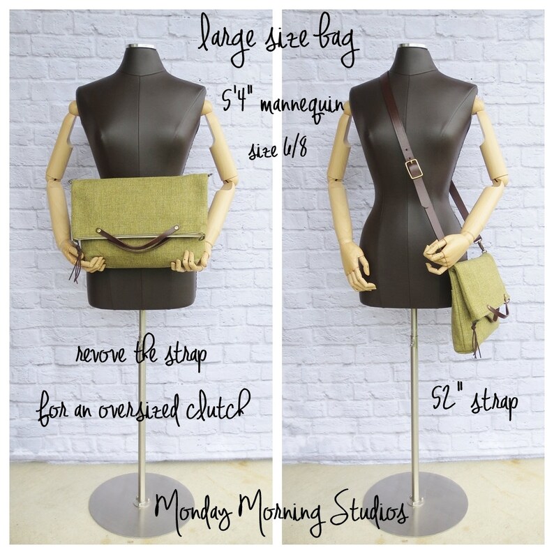 Waxed Canvas Convertible Foldover Bag With Custom Leather Etsy