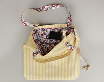 Knotted Handle Canvas Tote - Yellow Ticking