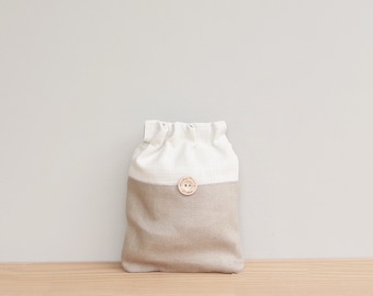 CLEARANCE - Tiny Convertible Pouch in Linen Fabric with Flex-Frame Closure