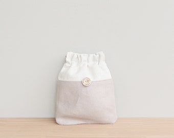 CLEARANCE - Tiny Convertible Pouch in Linen Fabric with Flex-Frame Closure