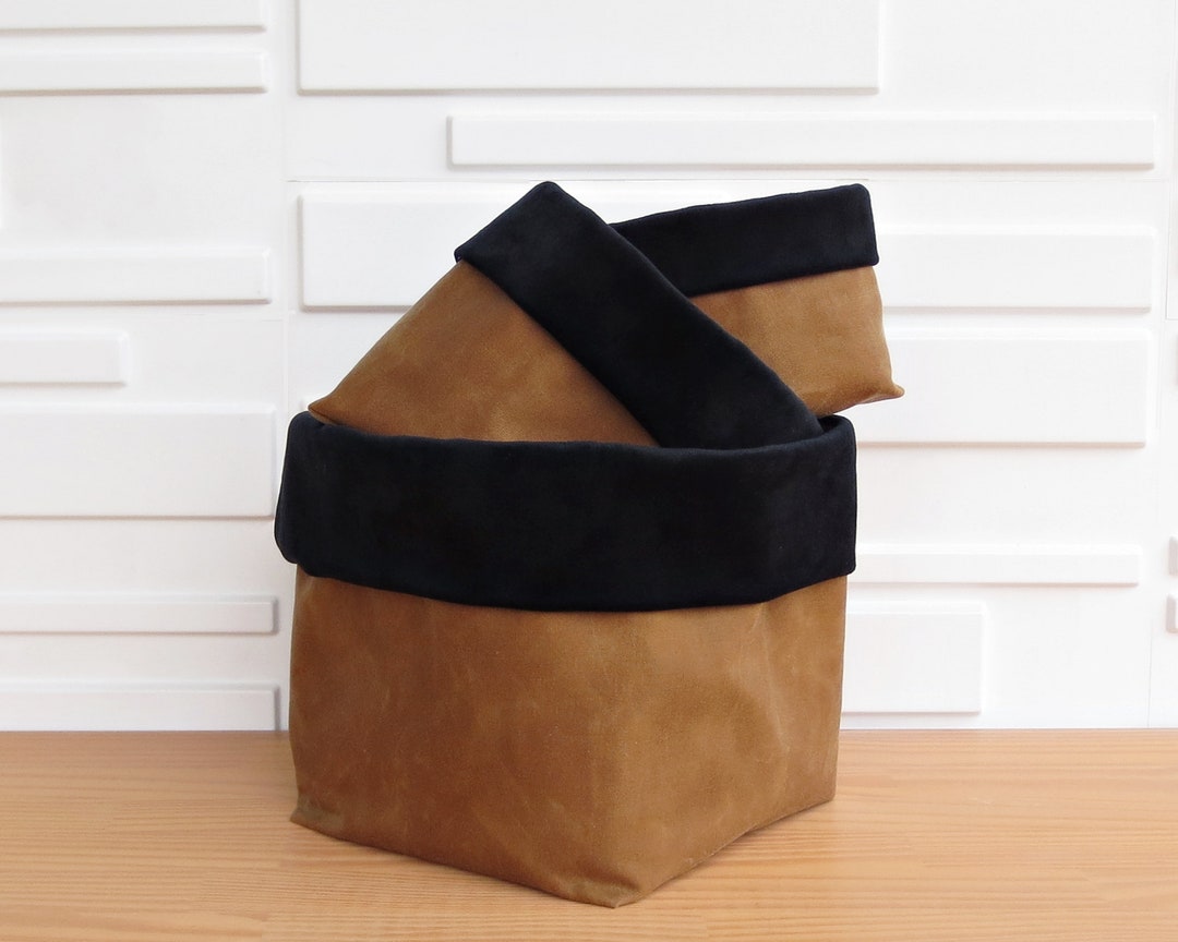 8x8 Waxed Canvas Soft Fabric Cubes Storage Bin Etsy