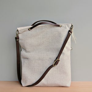Tweed Foldover Shoulder Bag in Light Off White Taupe
