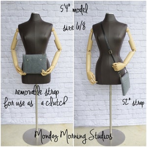 Handcrafted Crossbody Bag in Grey Waxed Canvas with Vintage Style Floral Lining and Custom Leather Strap image 7