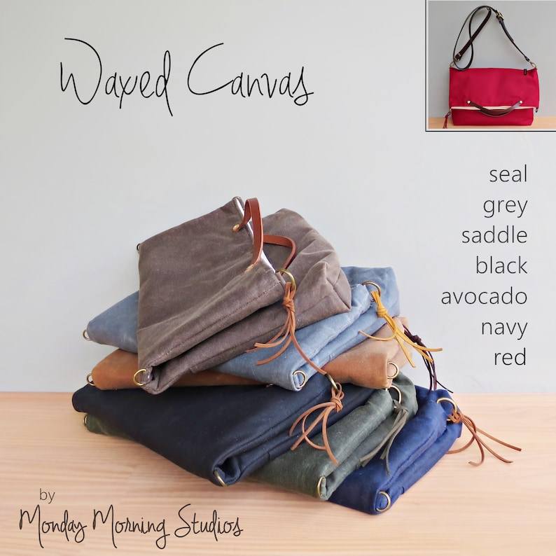 Black Waxed Canvas Foldover Shoulder Bag With Custom Leather Etsy