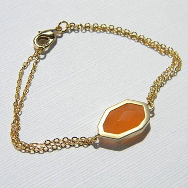 Orange Bracelet - Tangerine Bracelet - Gold Filled Bracelet - Bridesmaid Bracelet - Bridal - Gift - Boho - Simple