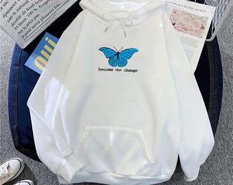Butterfly Hoodie, Cozy Pullover, Graphic Hoodie, Nature Themed Clothing, Women’s Gift, Casual Top
