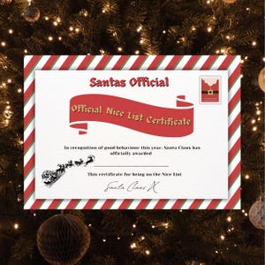 Certificado de lista de buenos deseos personalizado / De Papá Noel / Carta de Papá Noel / Navidad 2024 / Personalizable