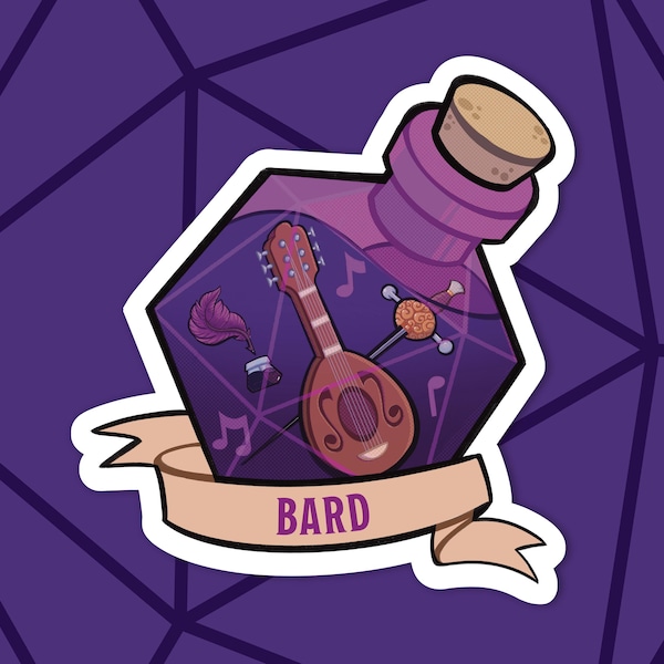 D&D Bard Class Sticker – D20 Potion Vinyl Decal