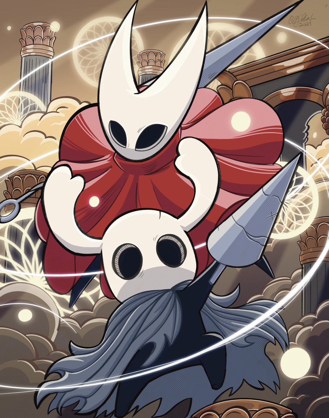 8"x10" Hollow Knight Art Print – Hornet & the Knight Duo Godhome - Etsy
