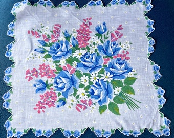 Vintage Floral  Rose Handkerchief