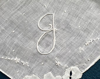 Vintage Initial J Handkerchief