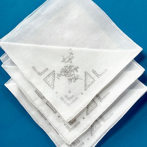 Set of 3 cutwork  Madeira Handkerchiefs