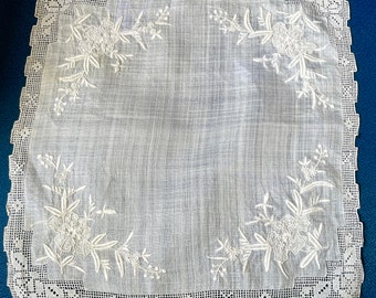 Vintage Embroidered Wedding Handkerchief