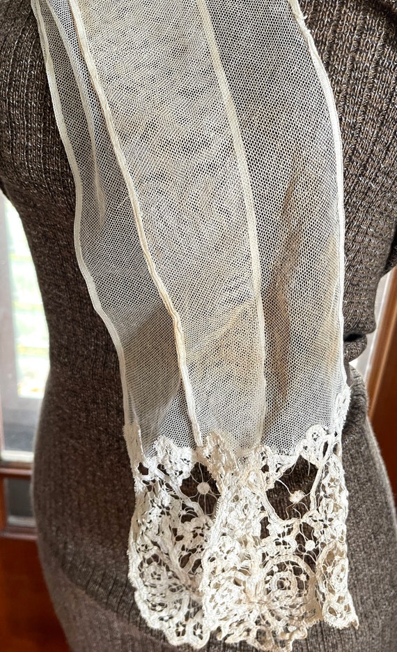 Antique Women's Tape  lace Collar scarf lappet as… - image 5