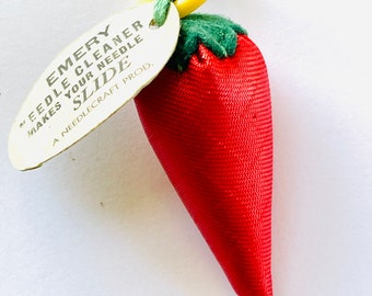 Vintage red  Emery Strawberry needle cleaner