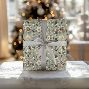 Geometrische sneeuwvlok inpakpapier - vintage kerstcadeauverpakking - elegante wintervakantiedecor - milieuvriendelijke seizoenscadeauverpakking unieke kunst