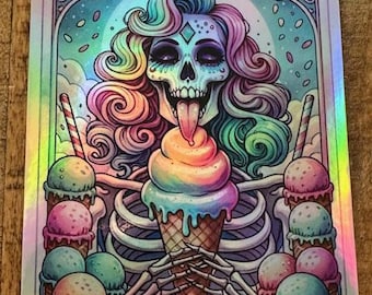 Holographic, sticker, decal, funny, cute, humor, dirty, tarot, gothic, trendy, hot, cartoon, gift, adult, skull, queen, mom, naughty, salty