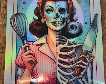 Holographic, sticker, decal, funny, cute, humor, dirty, tarot, gothic, trendy, hot, cartoon, gift, adult, skull, queen, mom, naughty, crazy