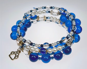BUBBLES IN BLUE Beaded Bracelet by Beading Divas Fundraiser