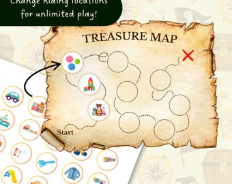 Búsqueda del tesoro con mapa imprimible: juego editable para fiestas piratas (descarga en PDF)