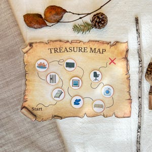 Chasse au trésor avec carte au trésor imprimable - activité modifiable pour les enfants, téléchargement numérique au format PDF, jeu intérieur extérieur, jeu de fête d'anniversaire pirate
