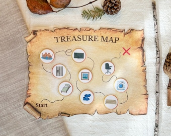 Búsqueda del tesoro con mapas del tesoro imprimibles: Juego de fiesta pirata editable (Descarga digital en PDF)